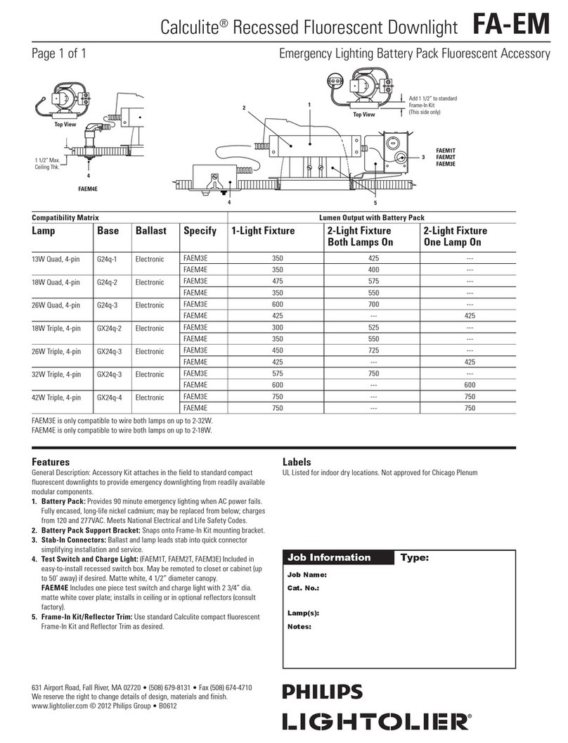 Lightolier Calculite FA-EM User manual Lightolier Calculite FA-EM User manual