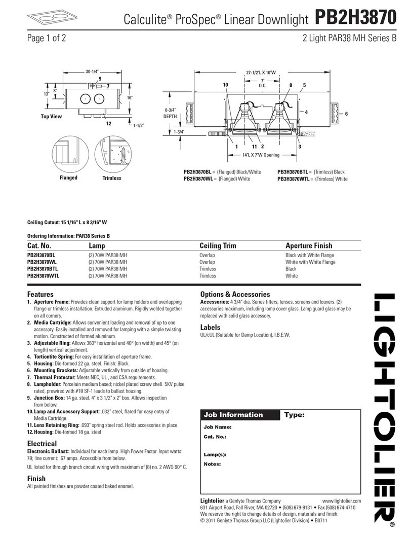Lightolier Calculite ProSpec PB2H3870 User manual
