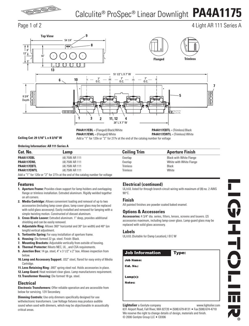 Lightolier Calculite ProSpec PA4A1175 specification Lightolier Calculite ProSpec PA4A1175 specification
