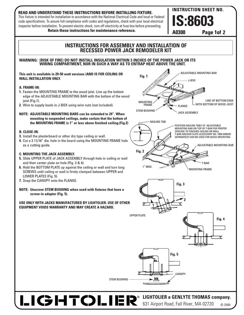 Lightolier POWER JACK REMODELER KIT Instruction Manual