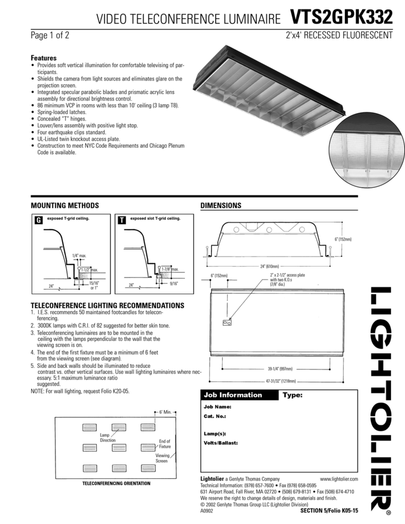 Lightolier VTS2GPK332 User manual Lightolier VTS2GPK332 User manual