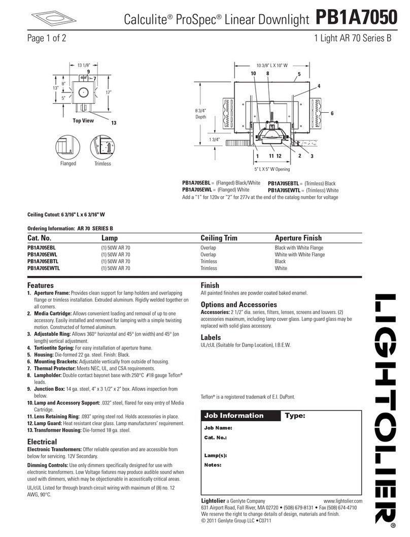 Lightolier Calculite ProSpec PB1A7050 User manual