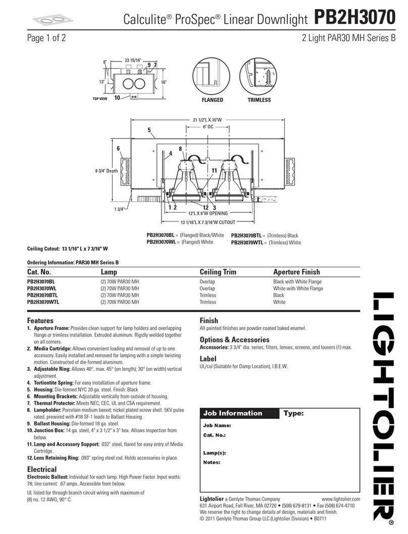 Lightolier Calculite ProSpec PB2H3070 User manual Lightolier Calculite ProSpec PB2H3070 User manual