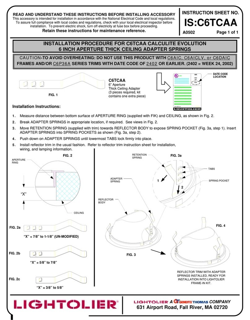 Lightolier C6TCAA instruction sheet