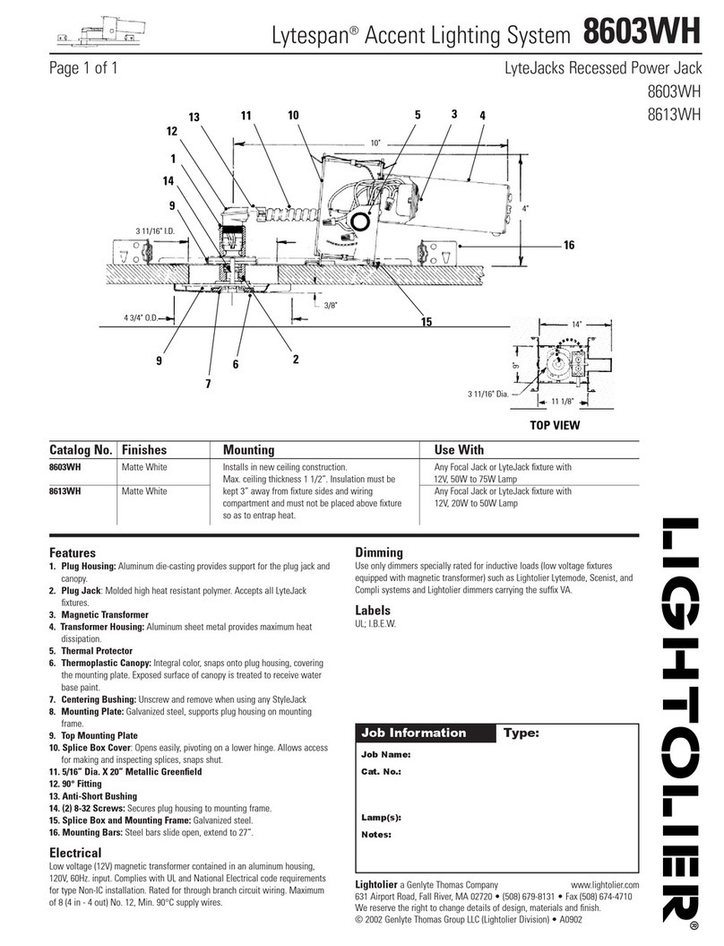 Lightolier Lytespan 8603WH User manual Lightolier Lytespan 8603WH User manual
