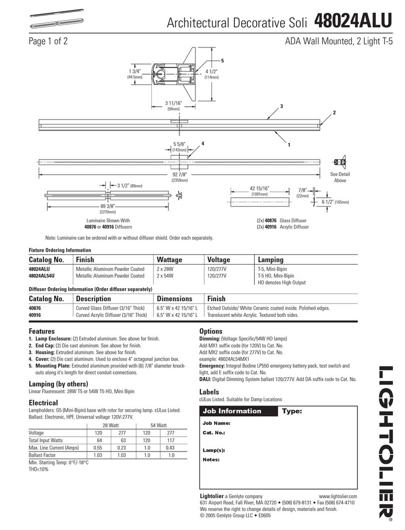 Lightolier Soli 48024ALU User manual Lightolier Soli 48024ALU User manual