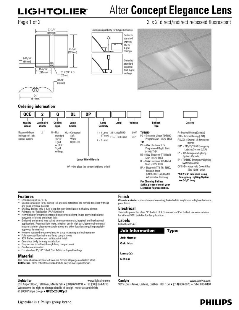 Lightolier Concept Elegance Lens User manual Lightolier Concept Elegance Lens User manual