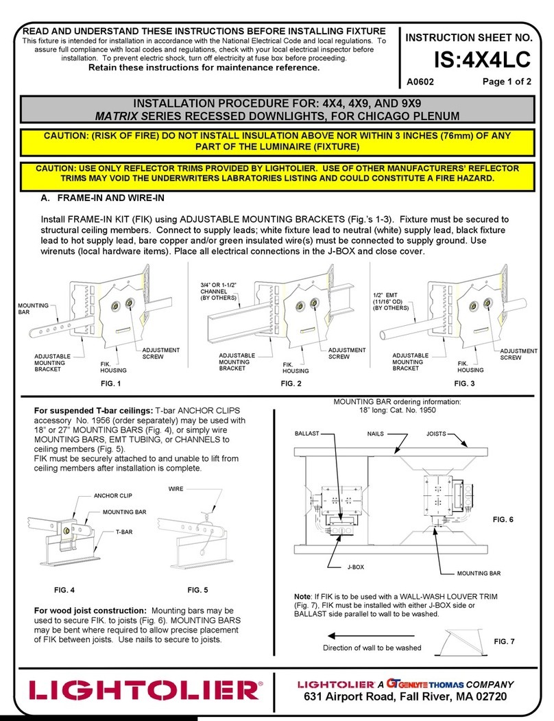Lightolier 4X4 MATRIX SERIES User manual Lightolier 4X4 MATRIX SERIES User manual