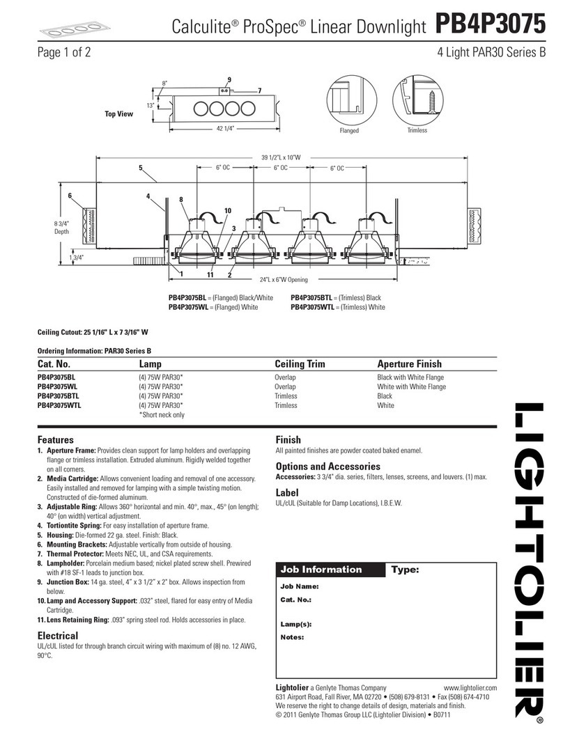 Lightolier Calculite ProSpec PB4P3075 User manual