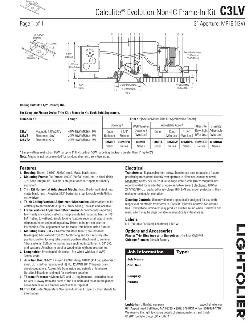 Lightolier Calculite C3LV User manual