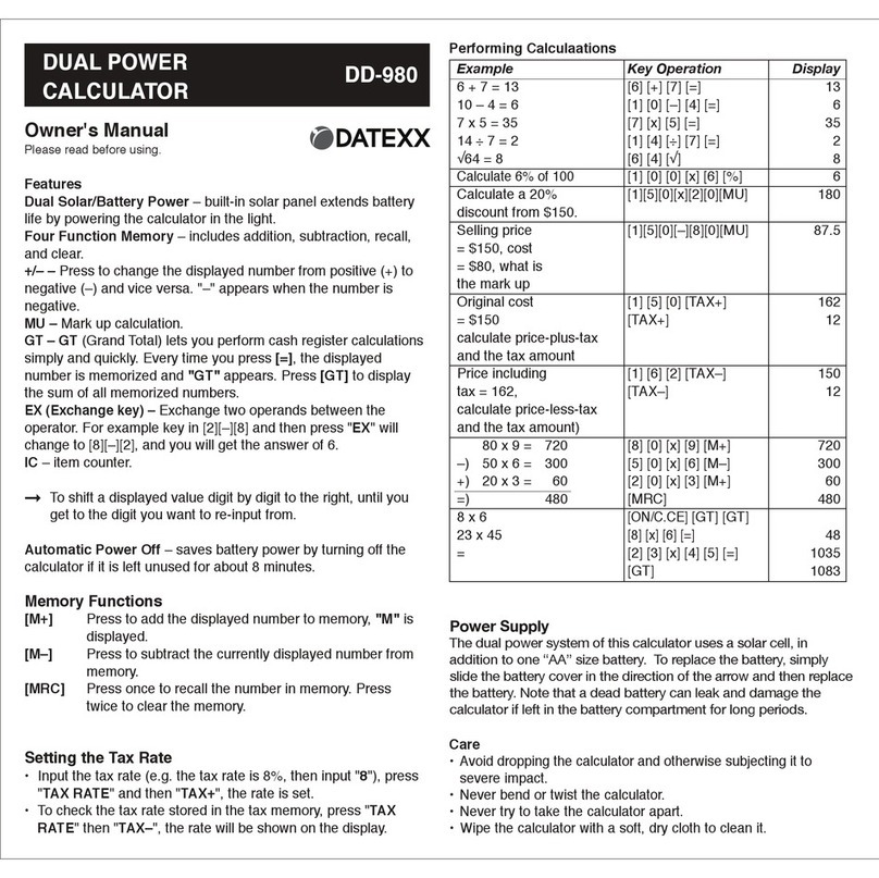 Datexx DD-980 owner's manual