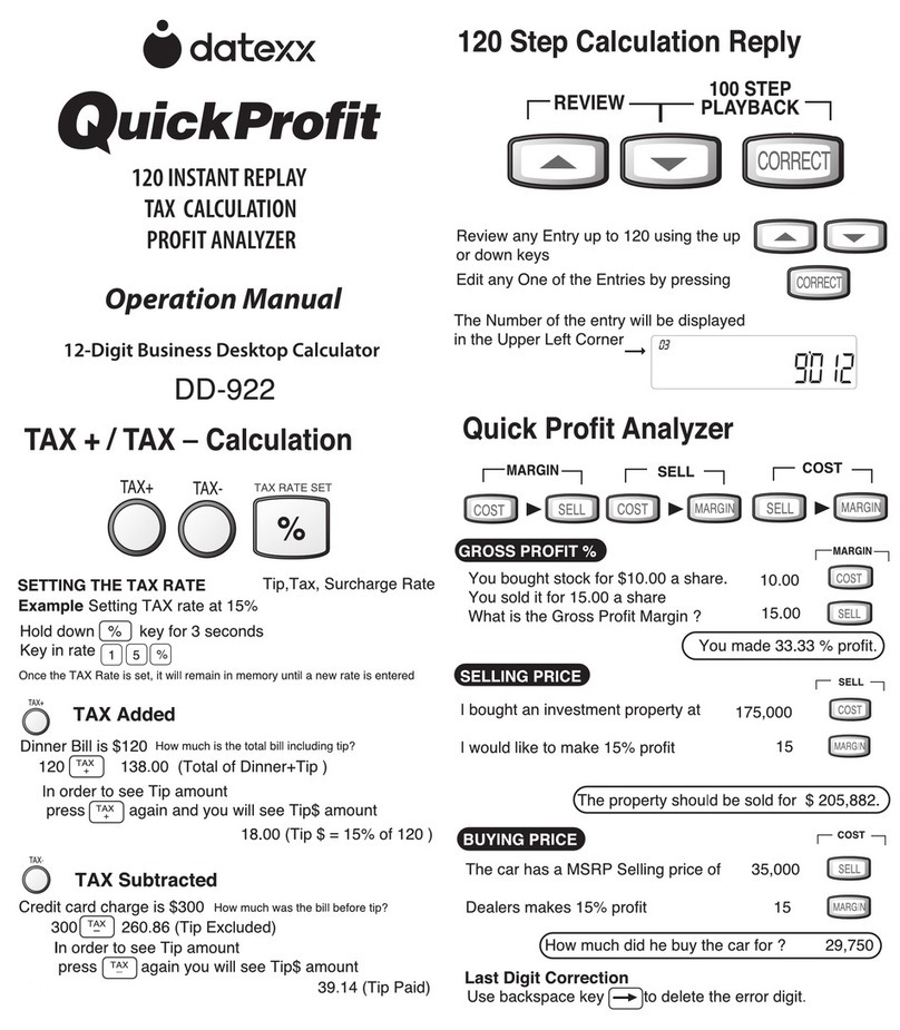 Datexx QUICKPROFIT DD-922 User manual