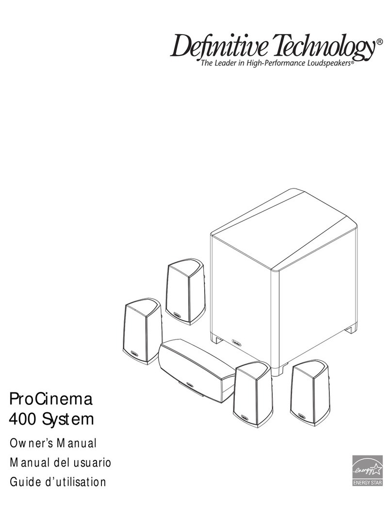 Definitive Technology ProCinema 400 System owner's manual