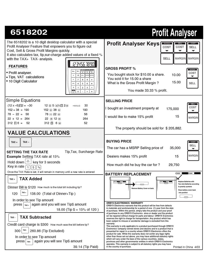 Orbyx Electronics 6518202 manual