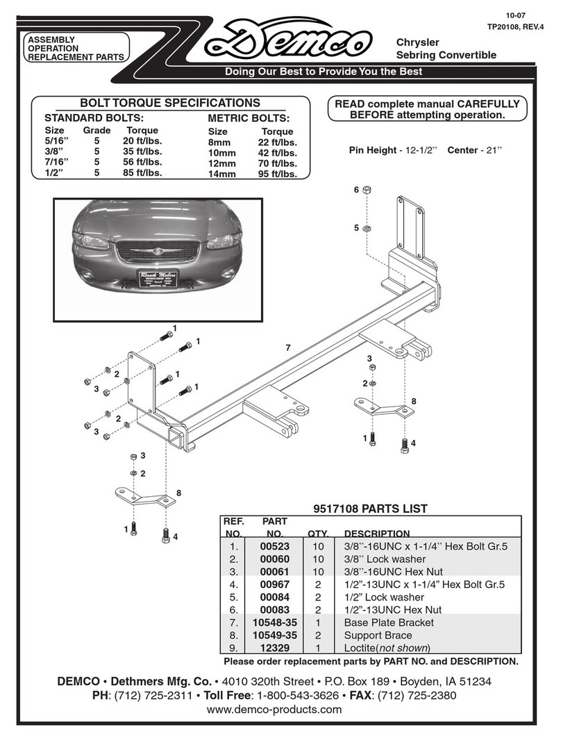 Demco TP20108 Assembly operation replacement parts