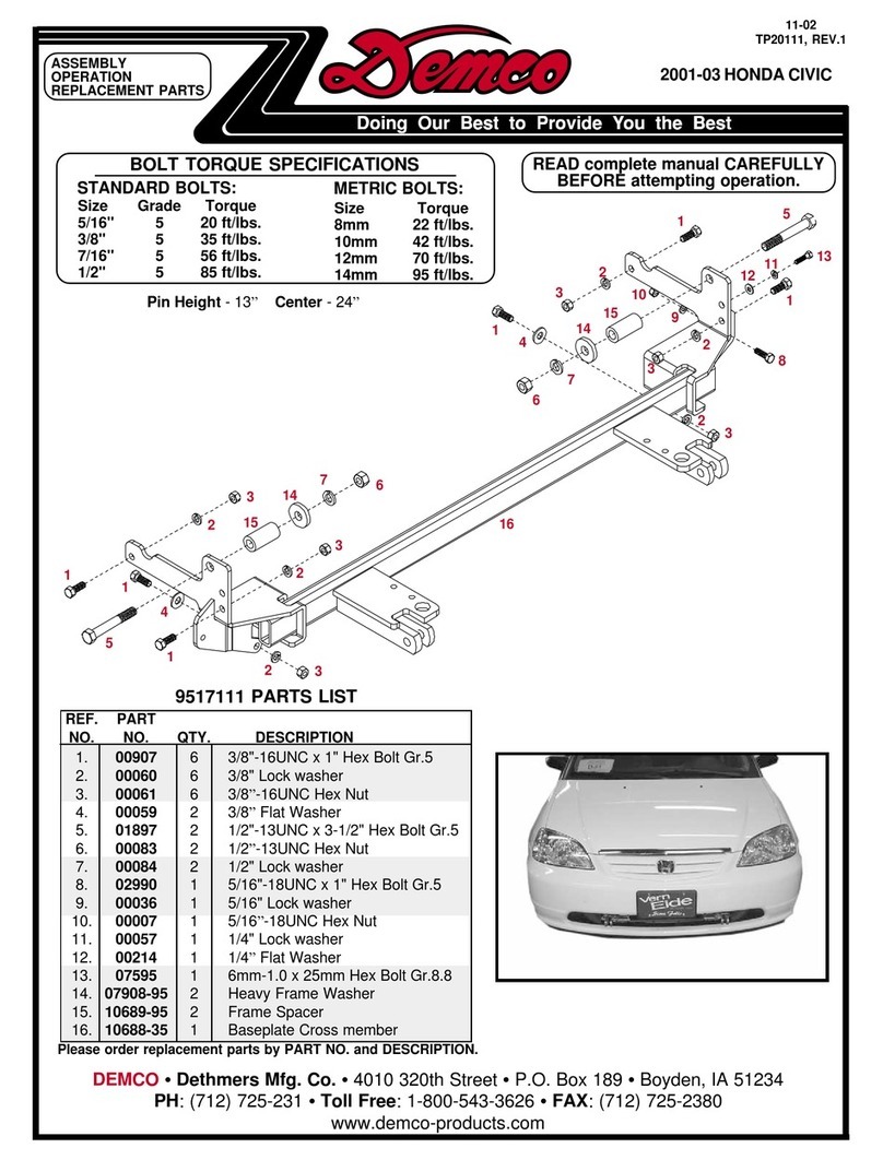 Demco TP20111 Assembly operation replacement parts