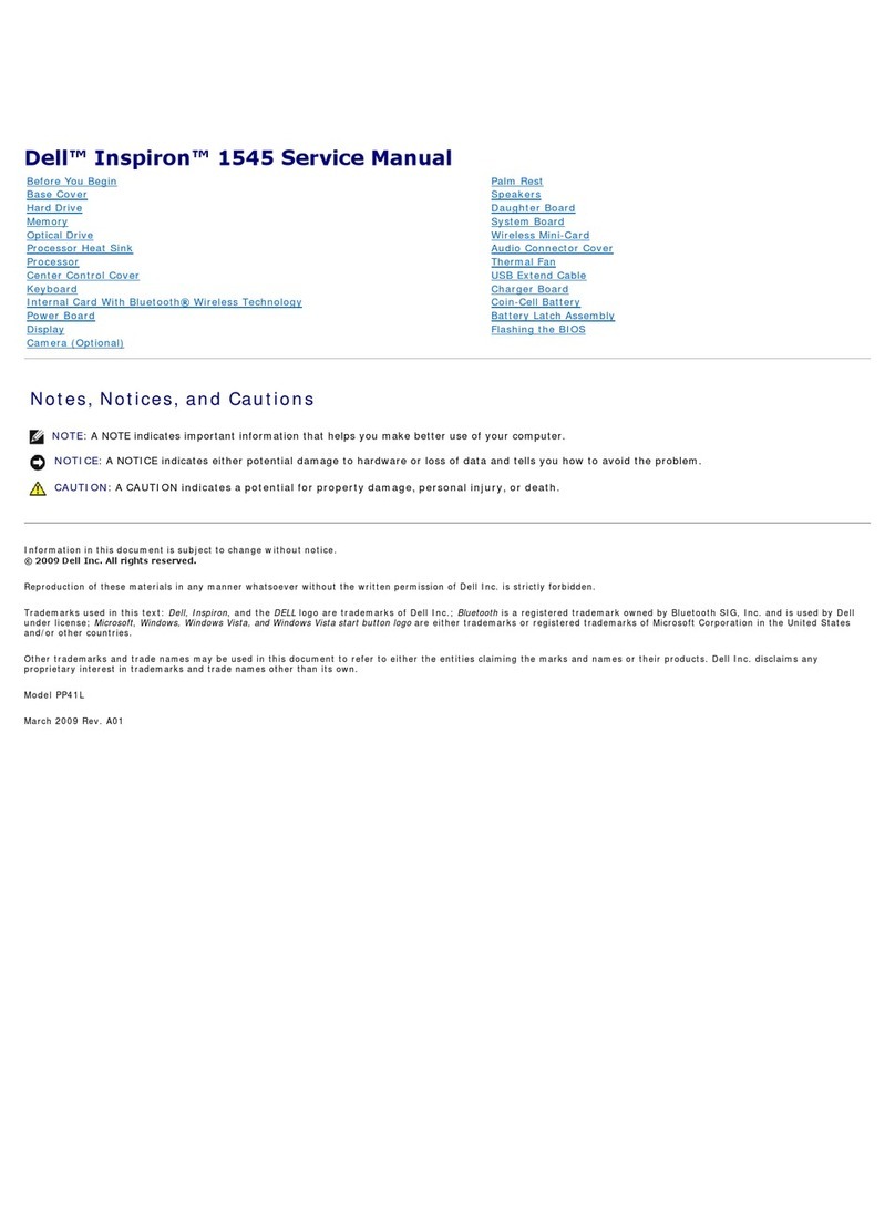 Dell Inspiron 1545 Service manual User manual Dell Inspiron 1545 Service manual User manual