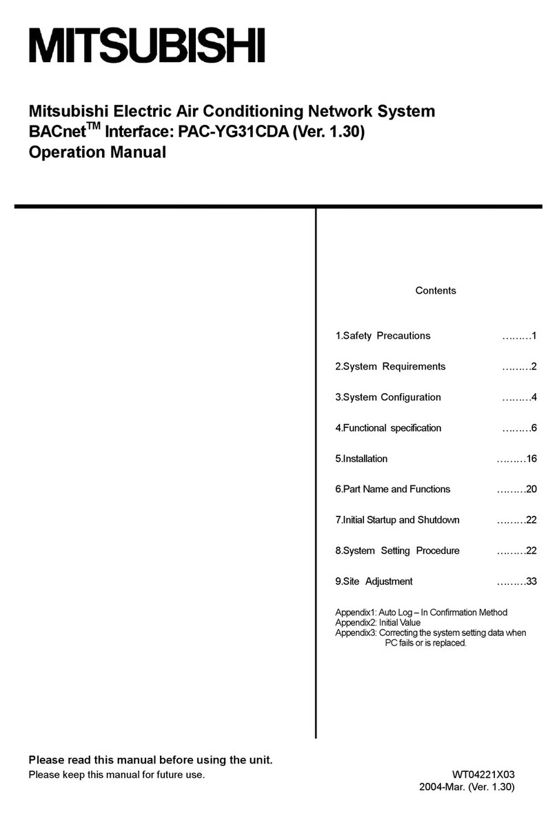 Mitsubishi BACnet PAC-YG31CDA Operation manual