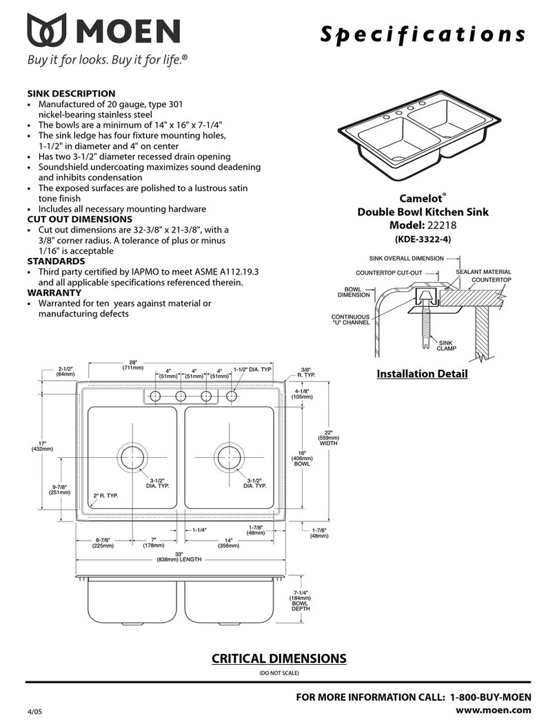 Moen Camelot 22218 User manual