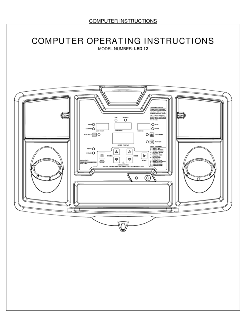 Smooth Fitness LED 12 Computer Operating instructions