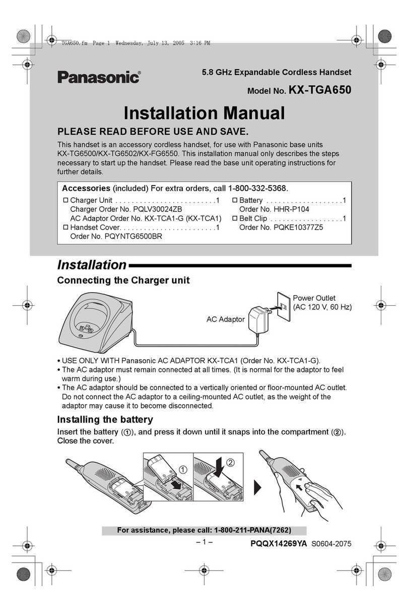 Panasonic KX-TGA650B - Cordless Extension Handset User manual