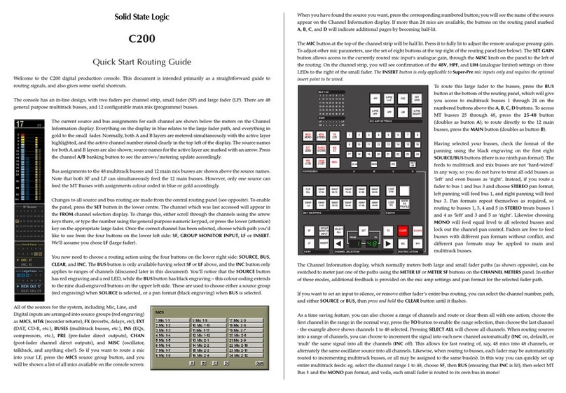 Solid State Logic C200  routing guide User manual