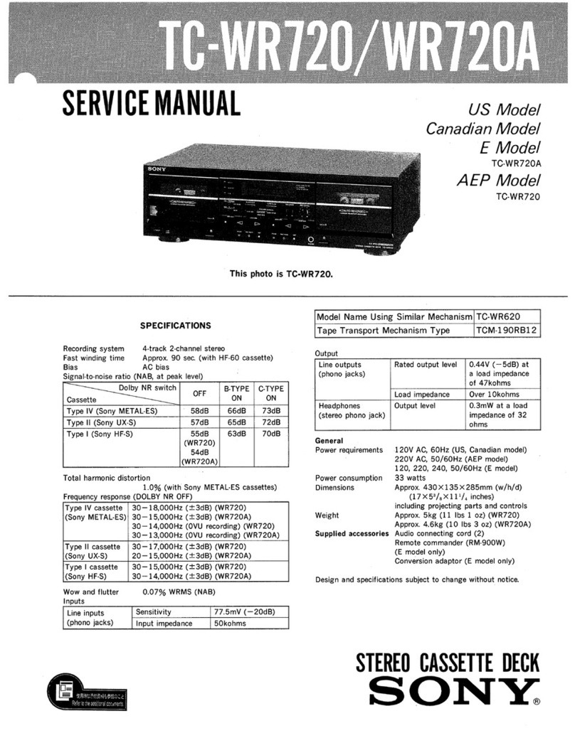 Sony TC-WR720A - Dual Cassette Deck Service manual