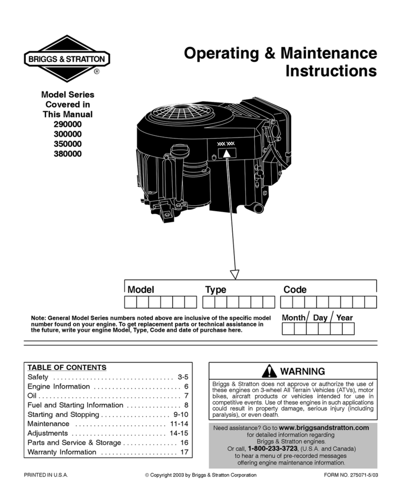 Briggs & Stratton Vanguard 290000 Operating & maintenance instructions