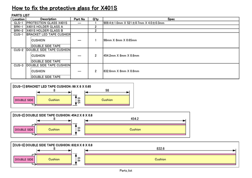 NEC MultiSync X462S PG (Protective Glass User manual