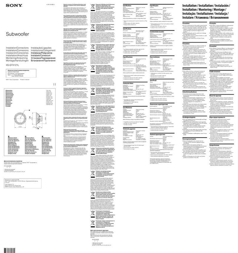 Sony XS-GTX121L instruction & operation manual
