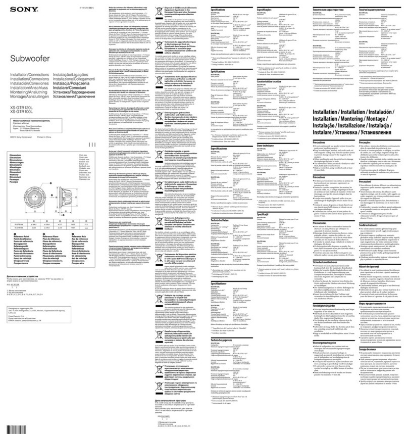 Sony XS-GTR100L instruction & operation manual