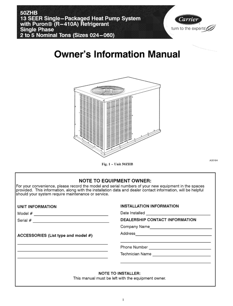 Carrier 50ZHB Owner's information manual Carrier 50ZHB Owner's information manual