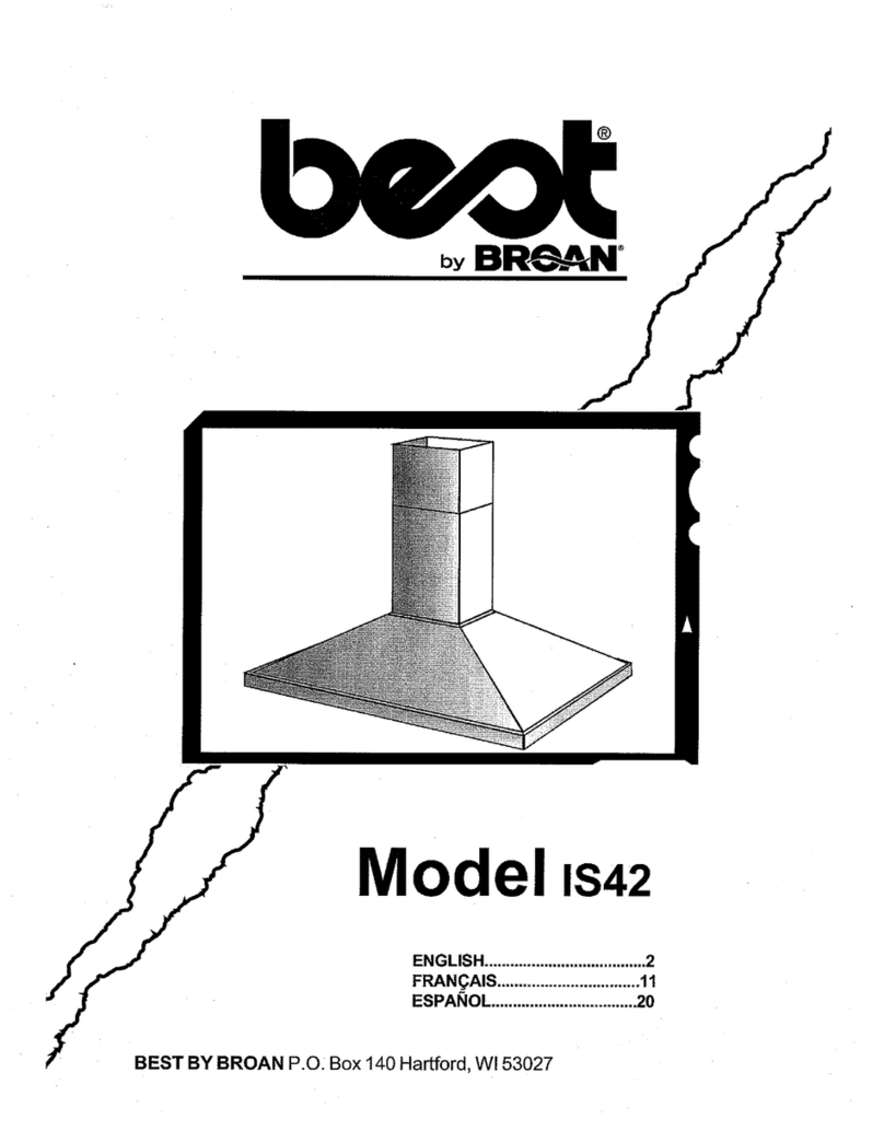 Broan beot IS42 owner's manual