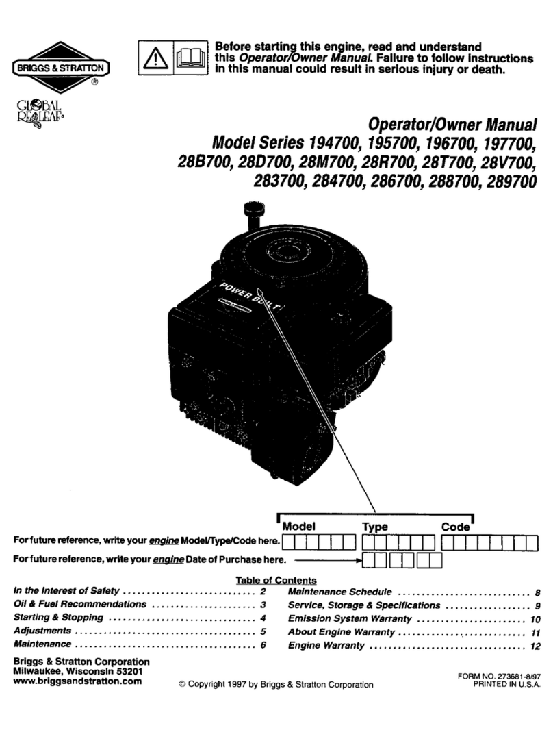 Briggs & Stratton 194700 Series Operator owner's manual Briggs & Stratton 194700 Series Operator owner's manual