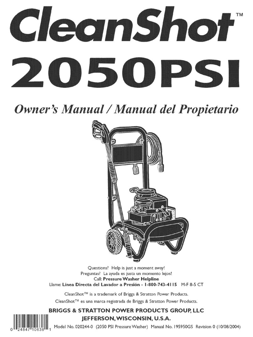 Briggs & Stratton CLEANSHOT 2050PSI User manual Briggs & Stratton CLEANSHOT 2050PSI User manual