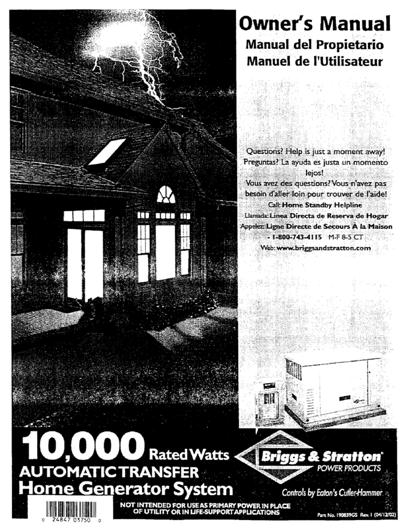 Briggs & Stratton 190839GS owner's manual