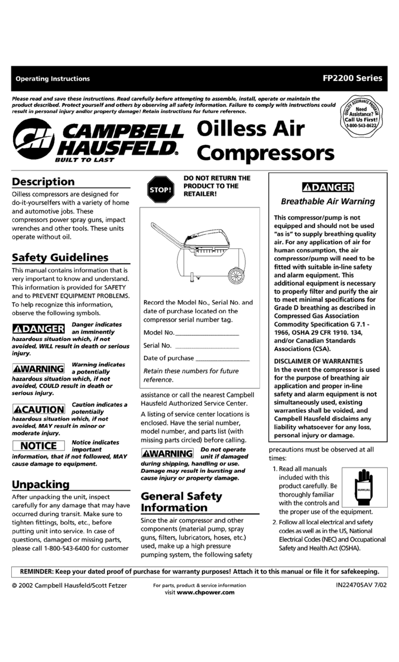 Campbell Hausfeld FP2200 Series operating instructions