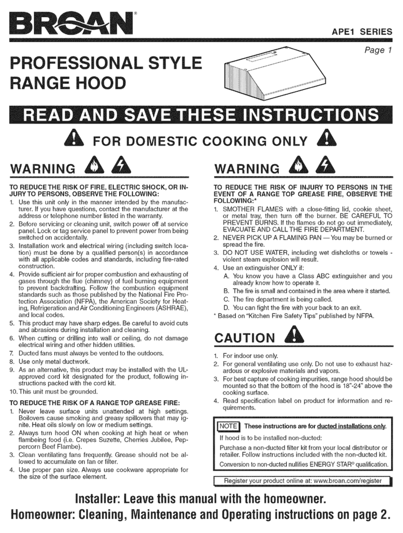 Broan APE1 SERIES User manual