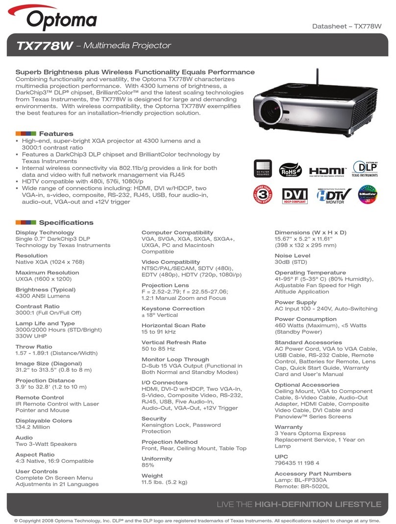 Optoma TX778W User manual Optoma TX778W User manual
