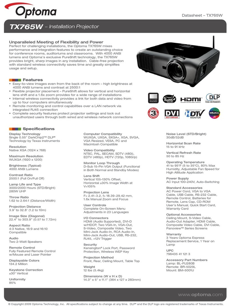 Optoma TX765W User manual