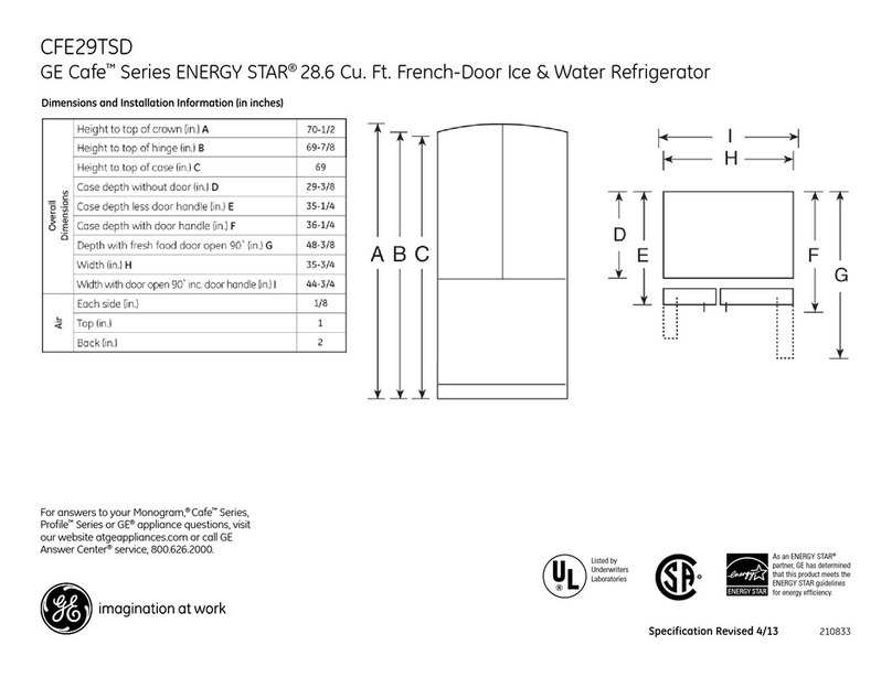 GE Cafe ENERGY STAR CFE29TSDSS Manual