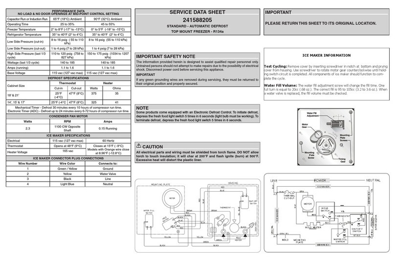 Frigidaire FFHT2126PM Service data sheet