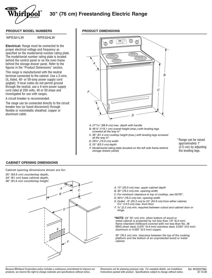 Whirlpool WFE321LW Product dimensions