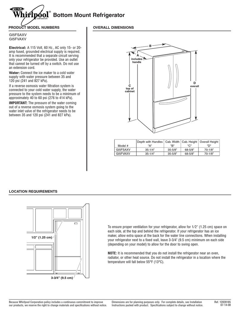 Whirlpool GI5FVAXVB - 25 Cubic Foot Refrigerator Dimensions