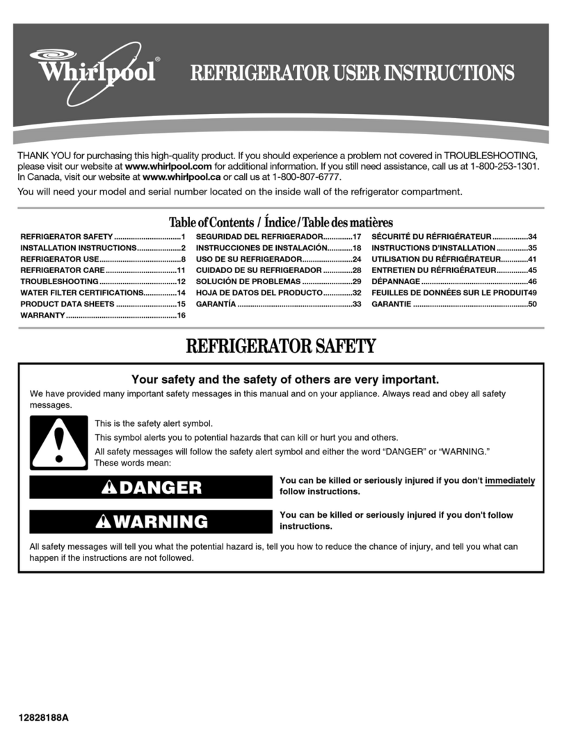 Whirlpool GI5FVAXVB - 25 Cubic Foot Refrigerator User manual