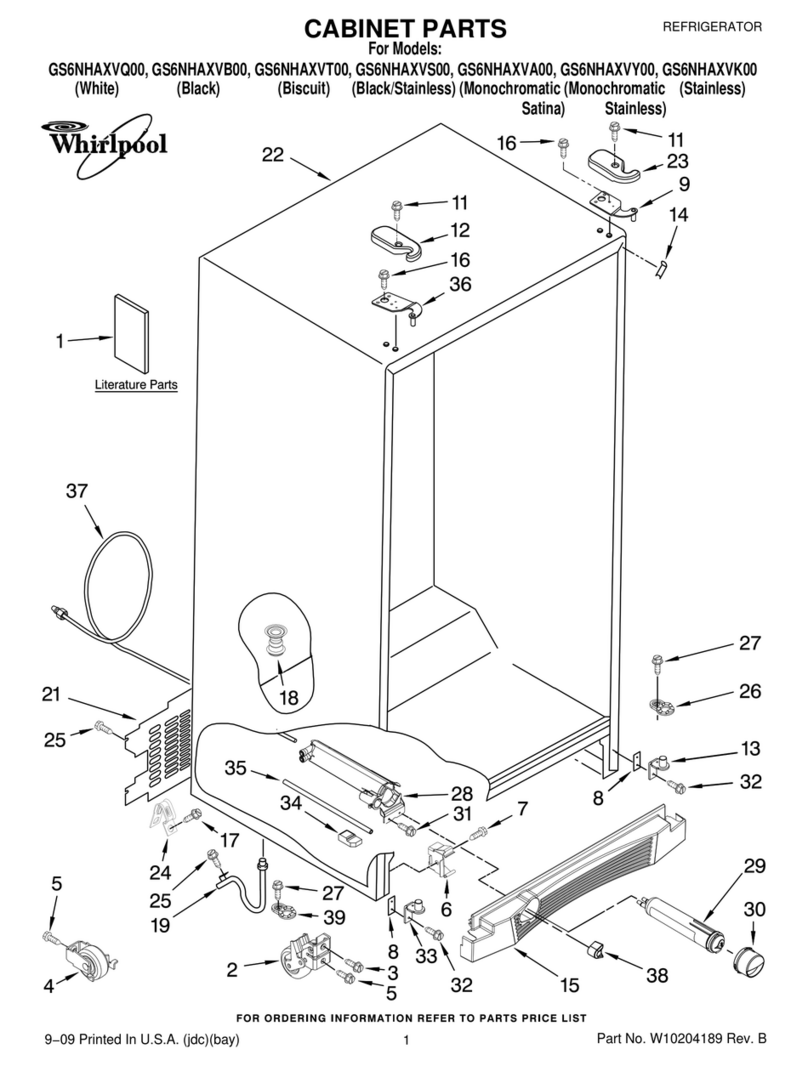 Whirlpool GS6NHAXVQ - 25 Cubic Foot Qualified Refrige cabinet parts