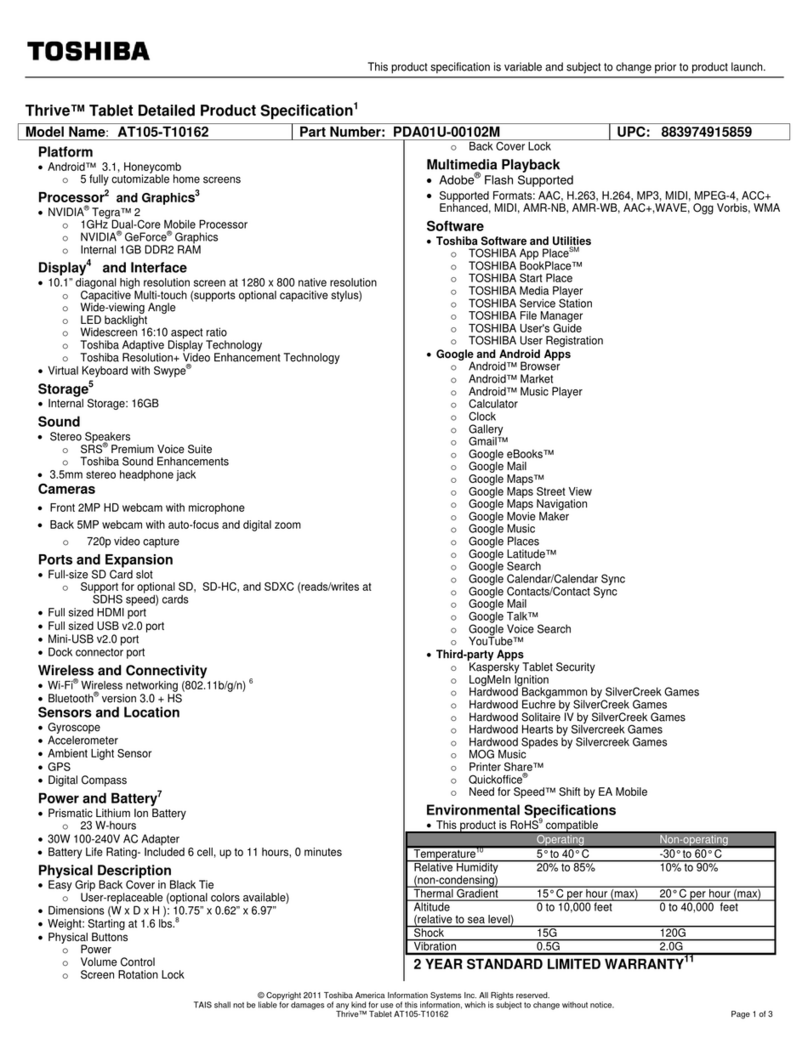 Toshiba AT105-T10162 User manual