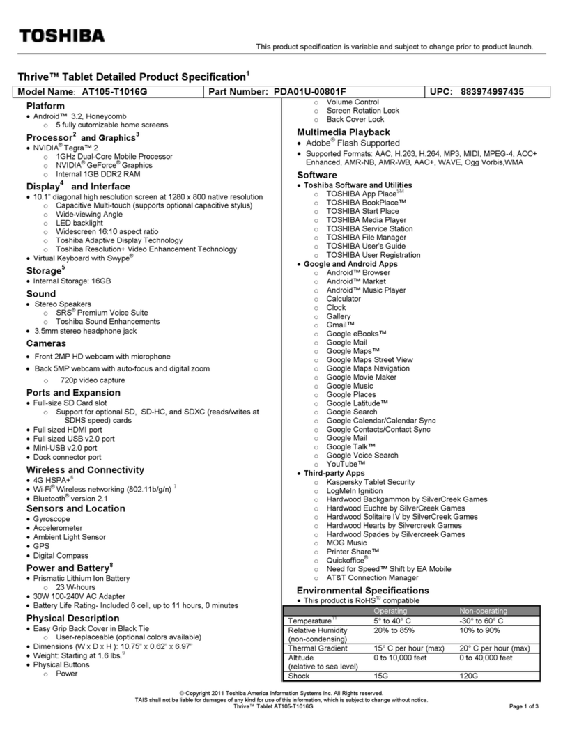 Toshiba AT105-T1016G User manual