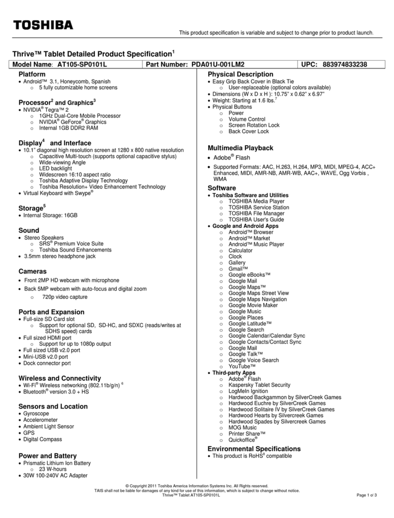 Toshiba AT105-SP101L User manual