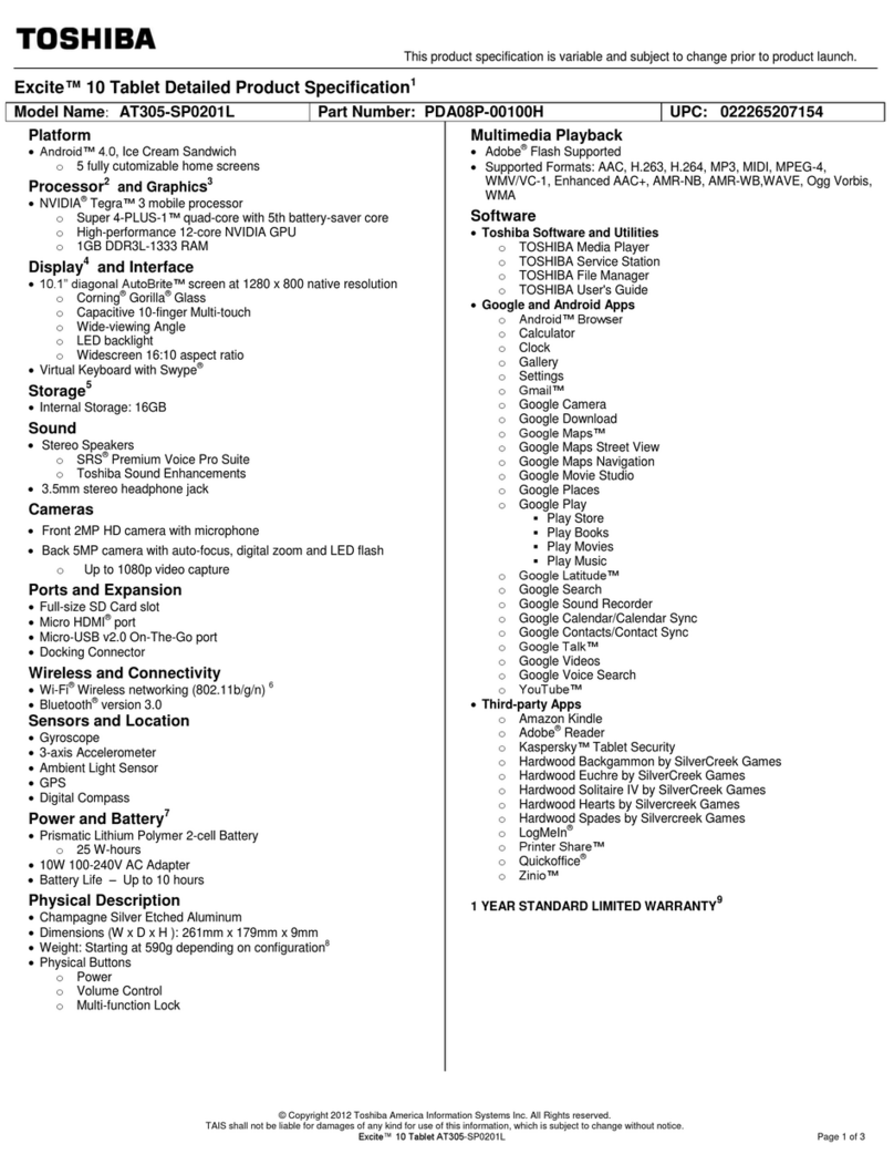 Toshiba AT305-SP0201L User manual